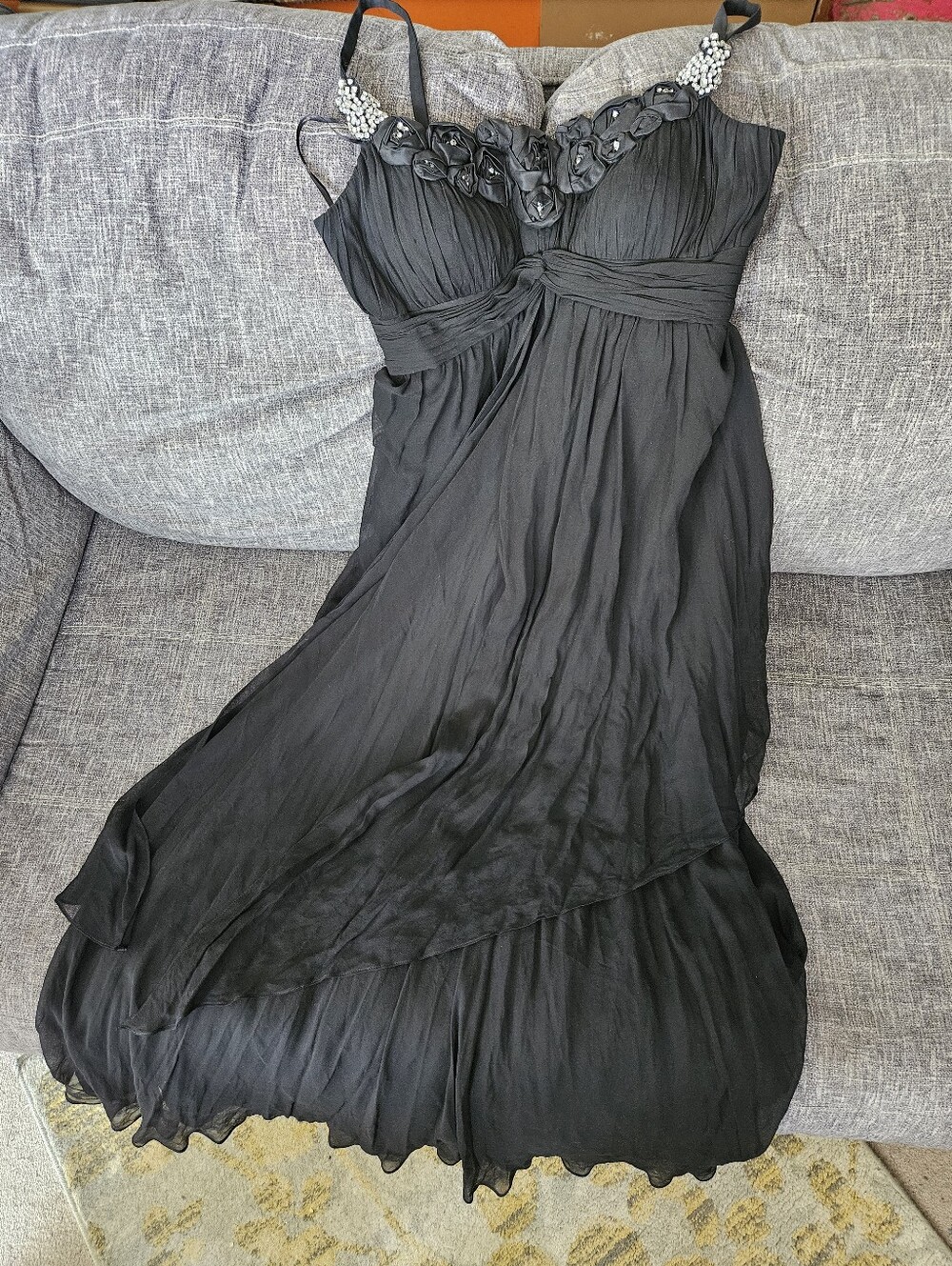 Vintage Rickie Freeman for Teri Jon Black Silk/Chifon Cocktail Dress